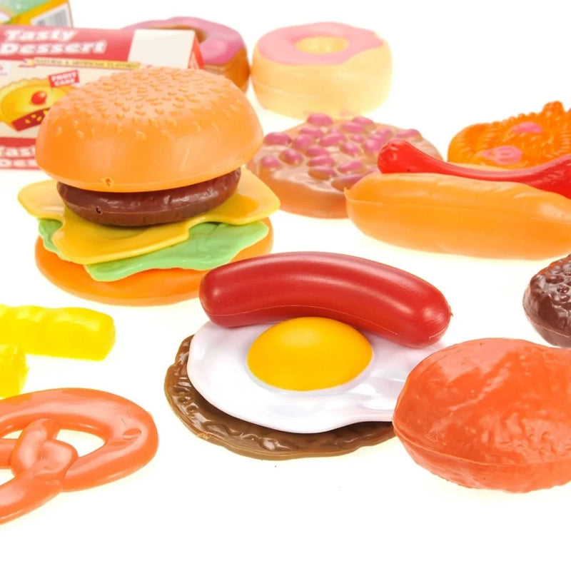 Pretend play food with burger, egg, and hotdog – a realistic toy food set for kids