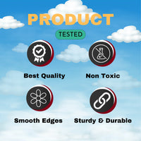 Product quality icons showing best quality, non-toxic, smooth edges, sturdy and durable