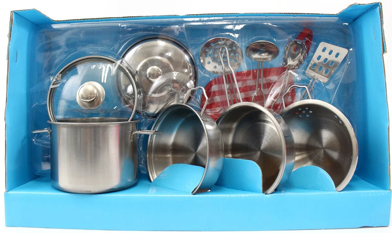 Metal Pots and Pans Kitchen Cookware Playset – Realistic Cooking Fun for Kids