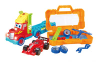 Take-A-Part Carrier Tool Box with Racing Car – Lights & Sounds, Build & Play Set for Kids