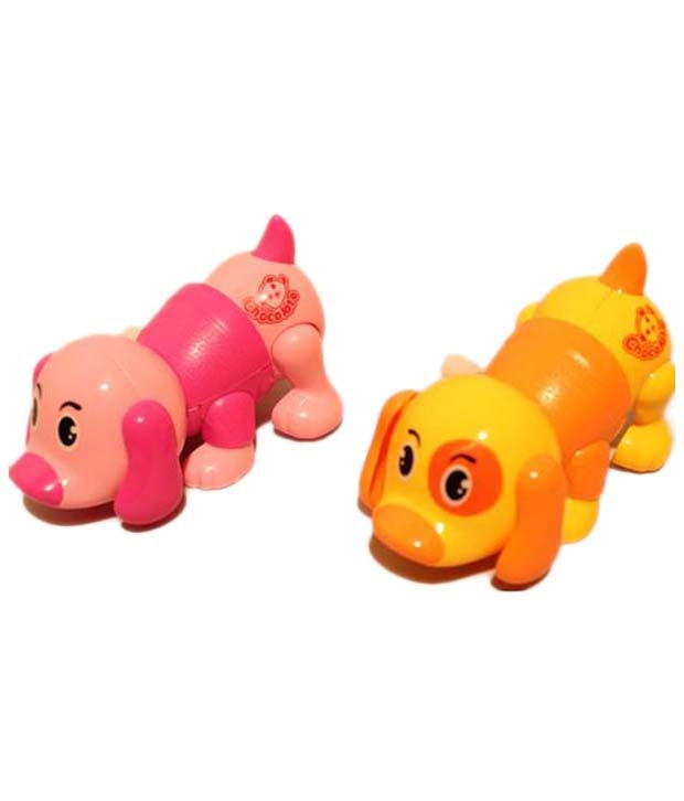 Set of 12 Wind-Up Colorful Dogs – Safe Non-Toxic Toy Animals for Kids