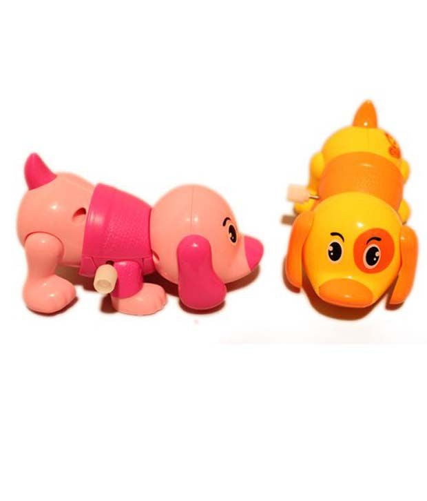 Set of 12 Wind-Up Colorful Dogs – Safe Non-Toxic Toy Animals for Kids