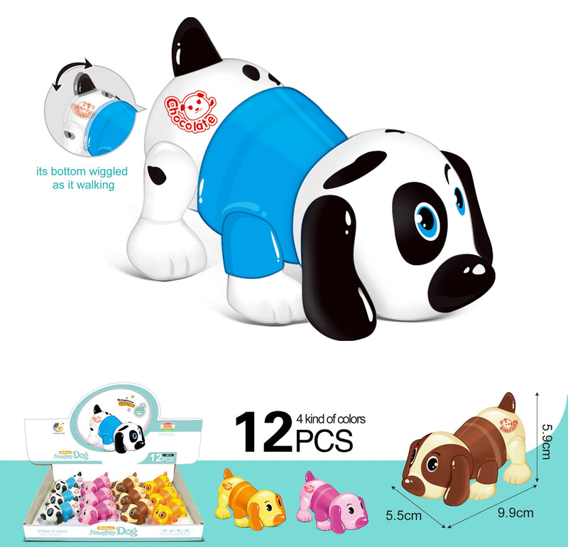 Set of 12 Wind-Up Colorful Dogs – Safe Non-Toxic Toy Animals for Kids