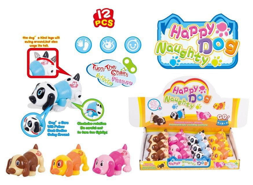Set of 12 Wind-Up Colorful Dogs – Safe Non-Toxic Toy Animals for Kids