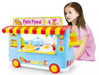 29-Piece Fast Food Bus Kitchen Play Set – Interactive Blue Cooking Toy for Kids