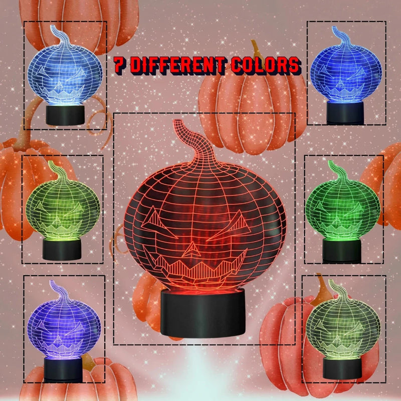 Halloween pumpkin LED lamp with 7 different color options, perfect for a festive ambiance