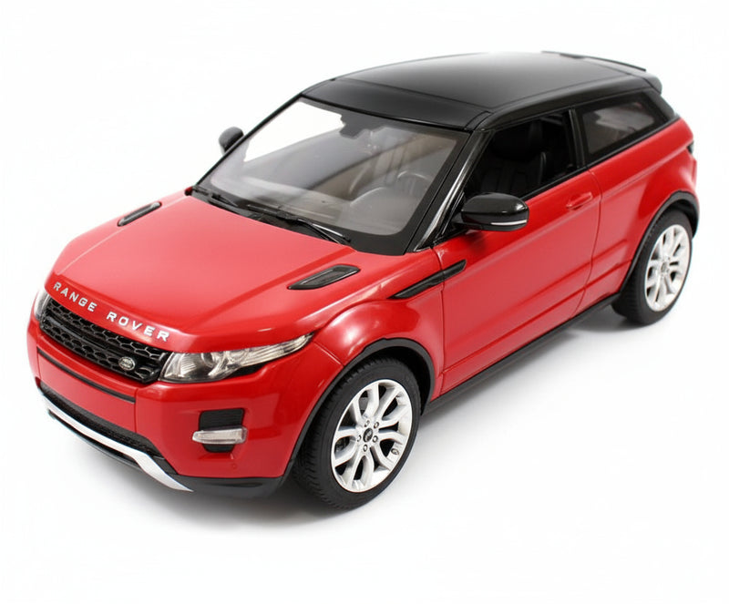Front view of red Range Rover RC car showcasing sleek design and detailing