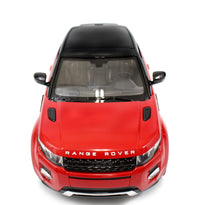 Back view of red Range Rover RC car with authentic Range Rover branding