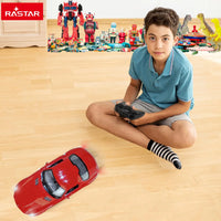 Young boy enjoying indoor play with RC Mercedes Benz SLS AMG car, a fun and engaging Mercedes Benz RC car experience