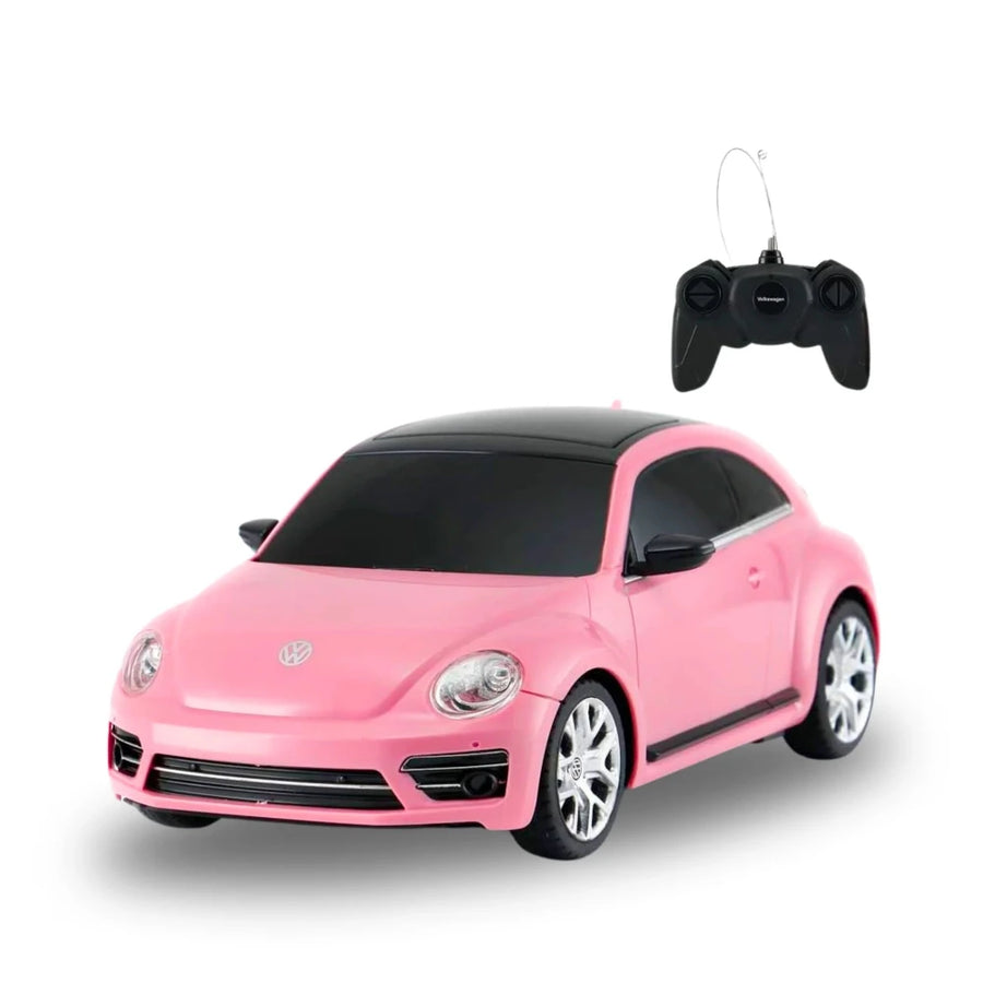 Pink RC Volkswagen Beetle with Remote Control - A stylish 1:24 scale Volkswagen Beetle RC car for kid