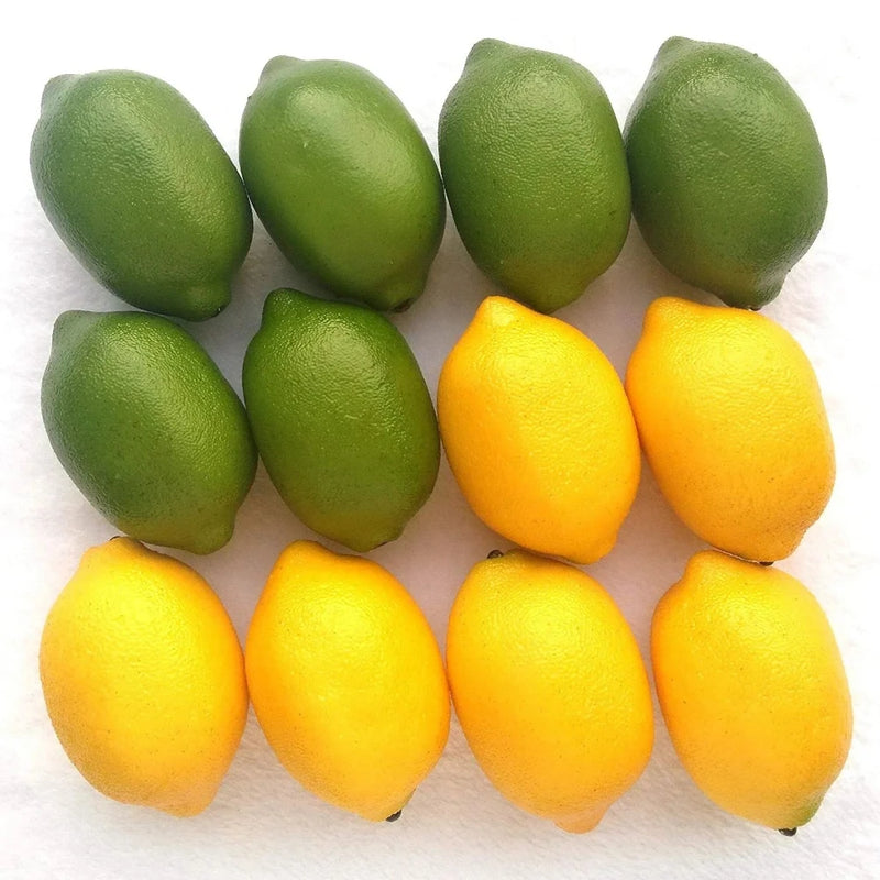 Realistic artificial lemons and limes arranged in a decorative pattern for a natural look