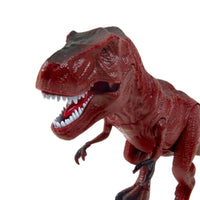 Close-up of T-Rex dinosaur toy showcasing detailed teeth and lifelike appearance."

