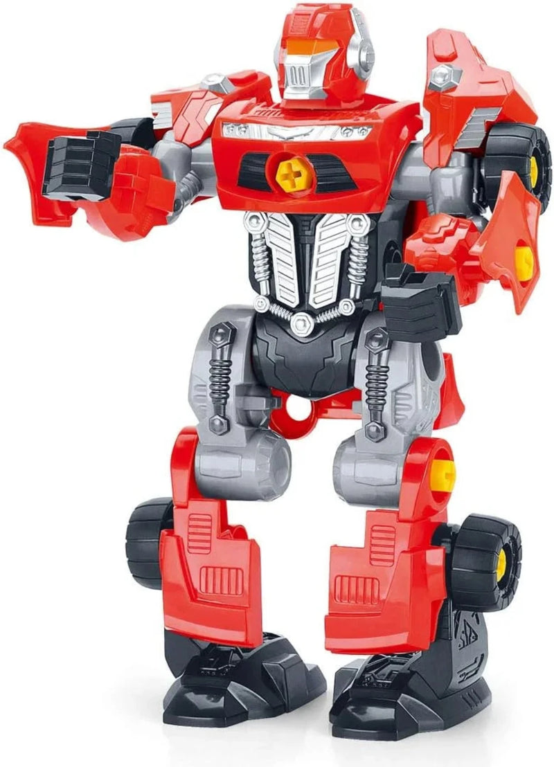 Red robot toy for kids aged 3 years and older - robot cars for kids with easy assembly