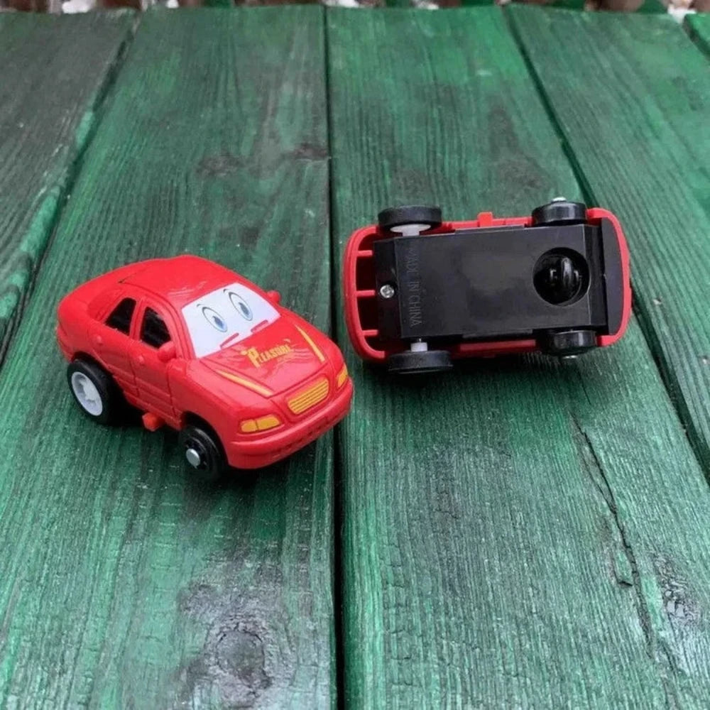 Red toy car for children’s road map puzzle set, designed for interactive and engaging play.