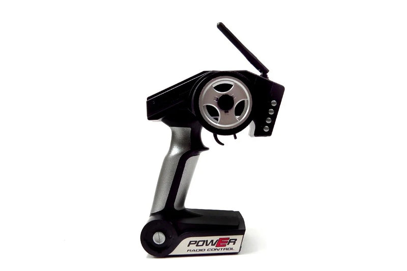 Black and silver remote control with 'Power' branding on a white background