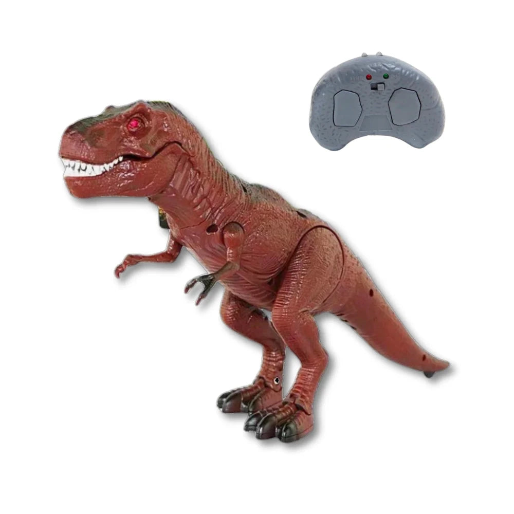 Remote control T-Rex dinosaur toy with red eyes and realistic design