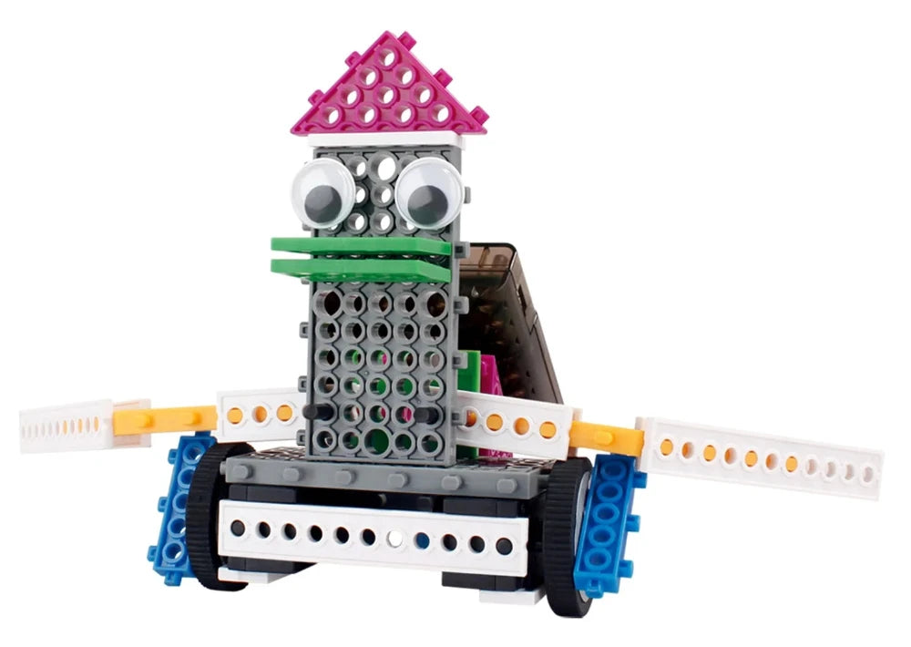 Character model with googly eyes from a Robot Building Kit, enhancing creative play for kids.