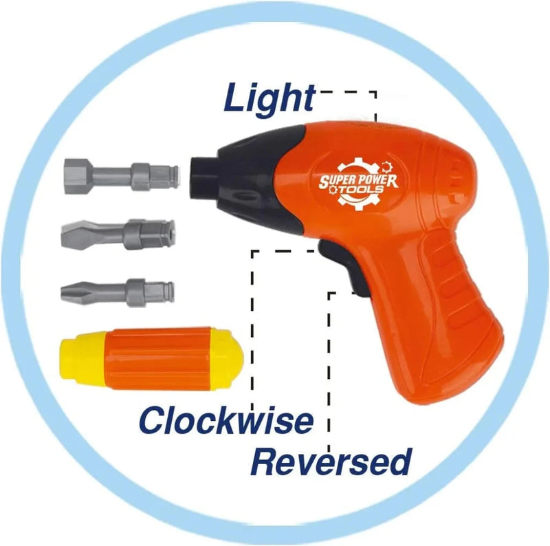Robot RC toy with power drill function for kids - rc smart robot toy with rotating drill head.