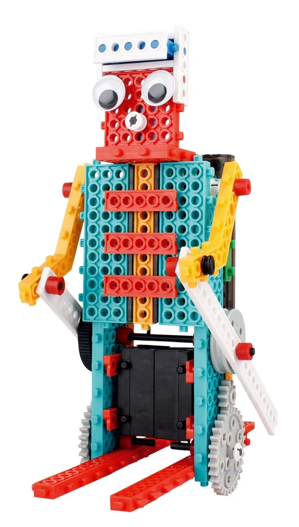 Walking robot model from Robotics Building Kit, ideal for 5-year-olds learning about robotics.