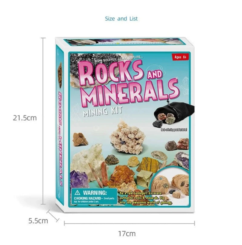 Dimensions of Rocks and Minerals Mining Kit box - fun geology excavation kit for kids ages 3 and up