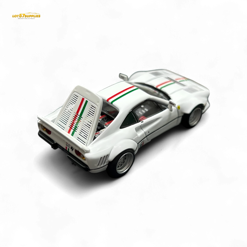 Model car with open trunk on a white background