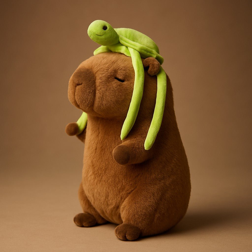 Soft Capybara Plush Toy with Turtle Backpack – Kid-Friendly Gift