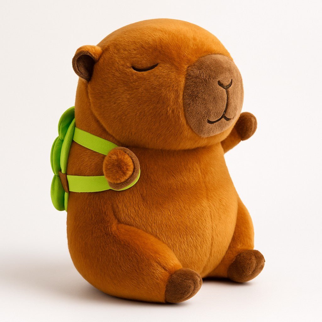 Soft Capybara Plush Toy with Turtle Backpack – Kid-Friendly Gift