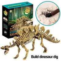 Stegosaurus skeleton excavation kit with tools and fossil blocks - ideal dinosaur dig toy for young paleontologists.