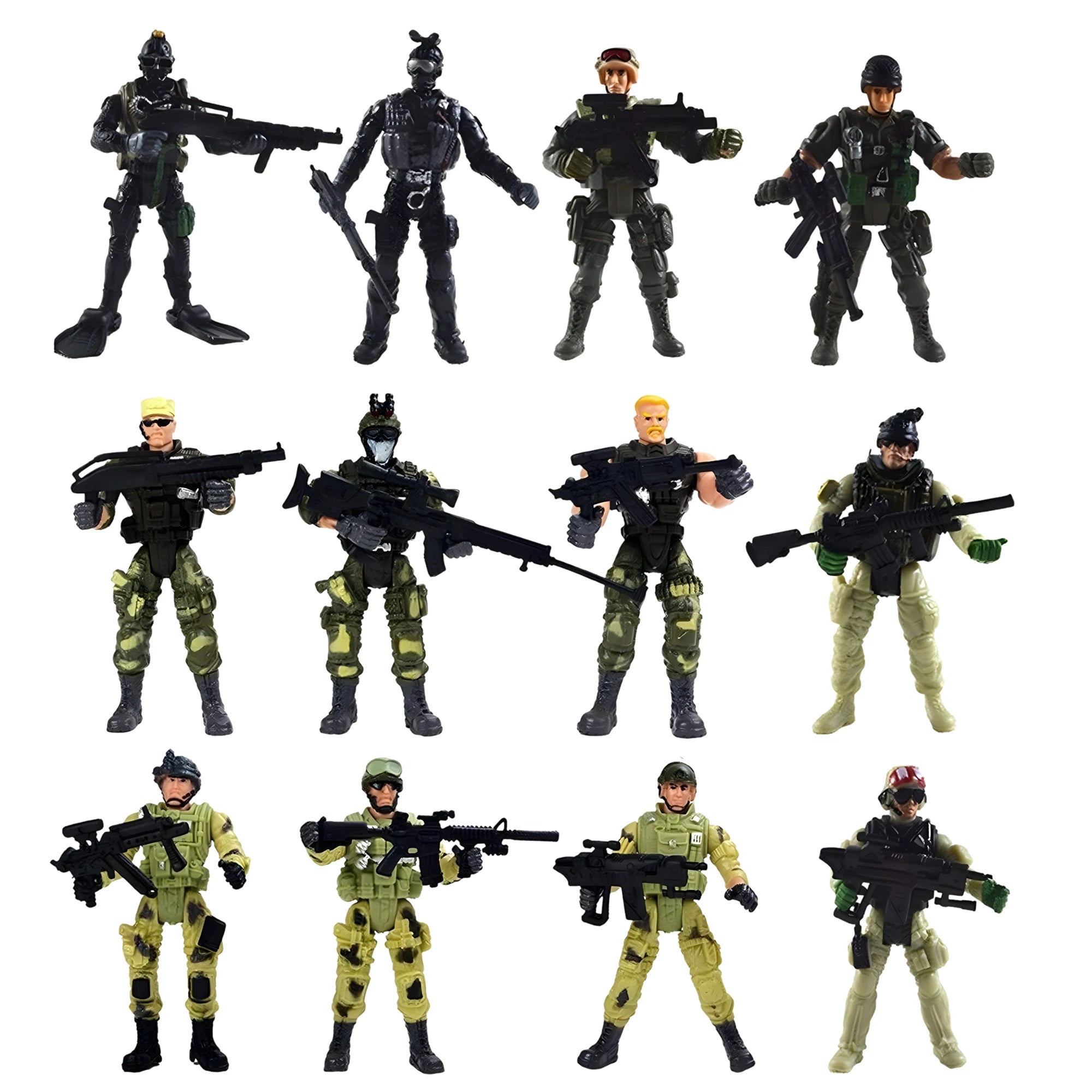 Special Force Army SWAT Soldiers Action Figures – 12 Pack (4” Tall)