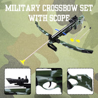 Military crossbow set with scope and arrows for accurate targeting