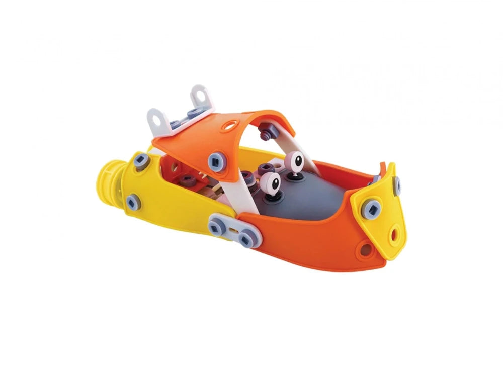 Take apart motorboat toy featuring buildable parts, great for creative building and hands-on learning