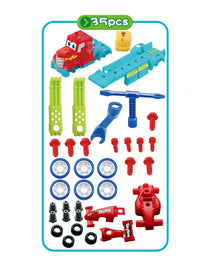 35-piece take-apart car toy set with colorful components and tools for kids to build and disassemble