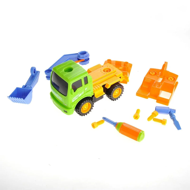 Complete take-apart excavator toy set with components, encouraging construction skills in kids
