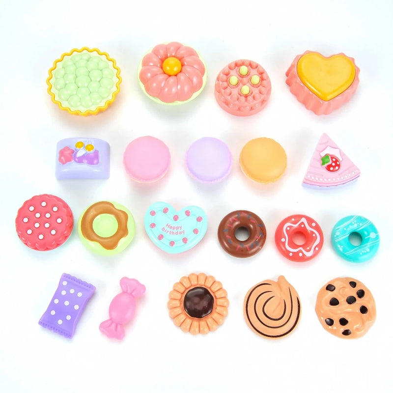 Assorted play treats in a tea set for girls, ideal for tea parties, toddler tea time, and pretend play