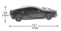 Model car with dimensions indicated on a white background
