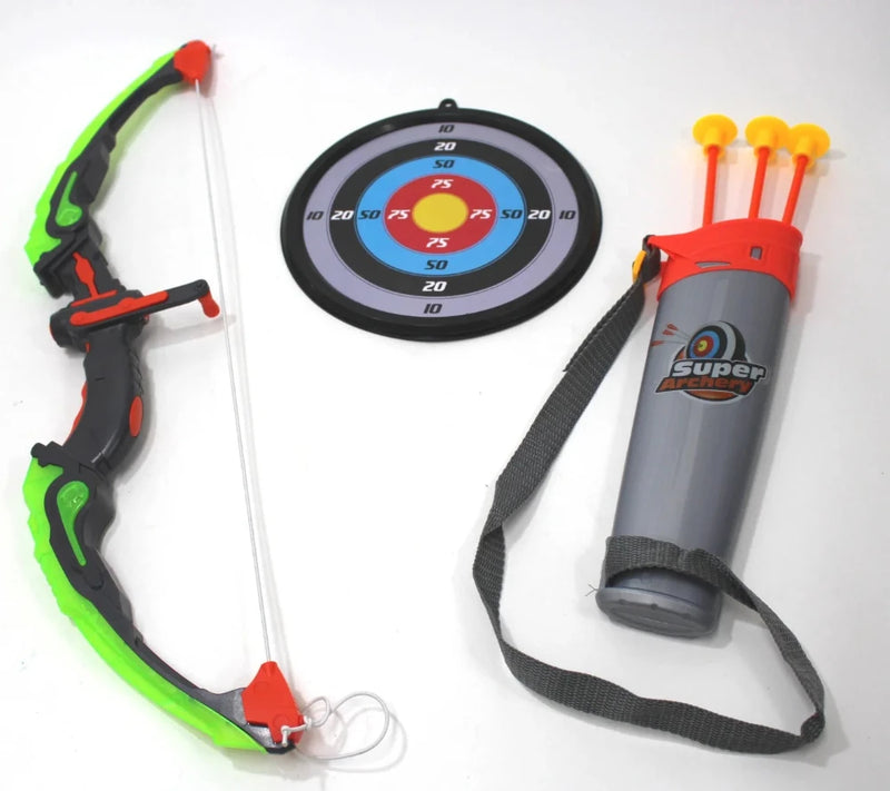 Complete toy bow and arrow for kids with target, quiver, and arrows – perfect archery set for young beginners