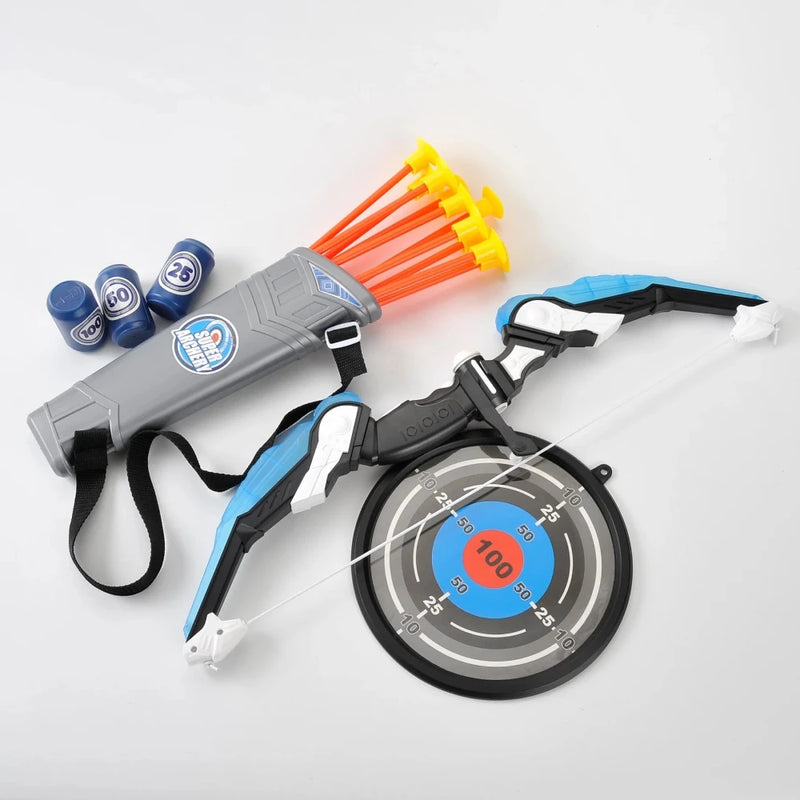 Toy bow and arrow set for kids with target and quiver - fun and safe archery practice for children.