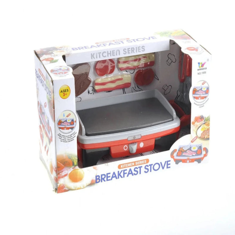 Toy kitchen breakfast stove playset packaging with simulation breakfast food for kids aged 3 and up