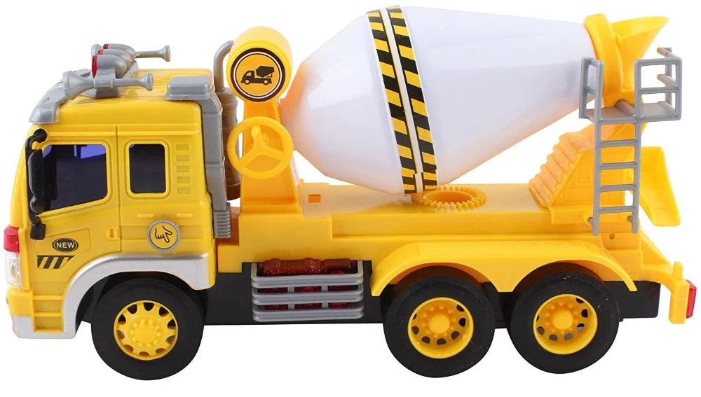 Friction Powered Cement Mixer Truck Toy with Lights and Sound – Realistic Construction Vehicle for Kids