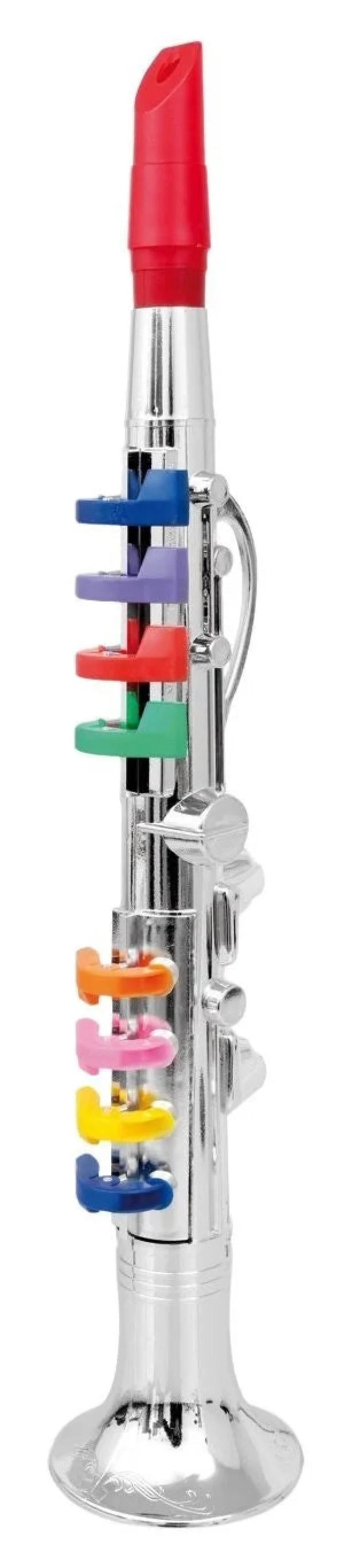 Colorful plastic toy clarinet musical instrument with rainbow keys for kids