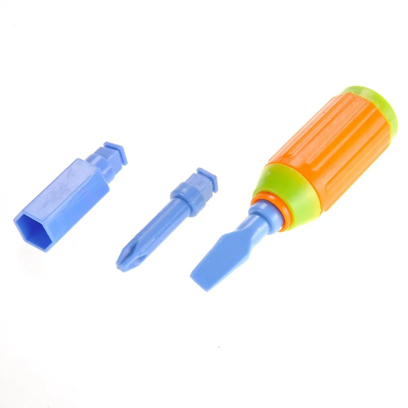 Excavator toy truck with screwdriver and additional tools, ideal for building and assembly fun