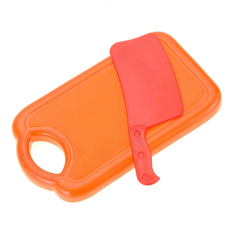 Toy kitchen cutting board with small knife for pretend food preparation