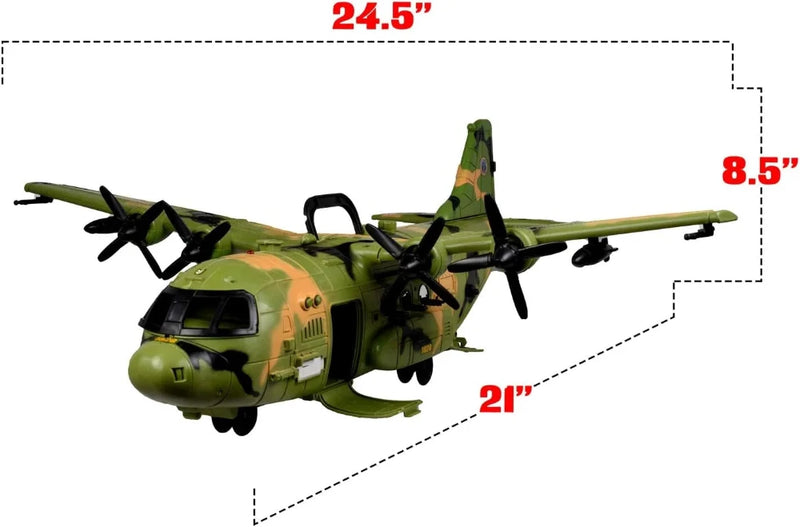 24.5-inch green camouflage toy military airplane model with propellers - perfect army airplane toy for kids interested in military aircraft