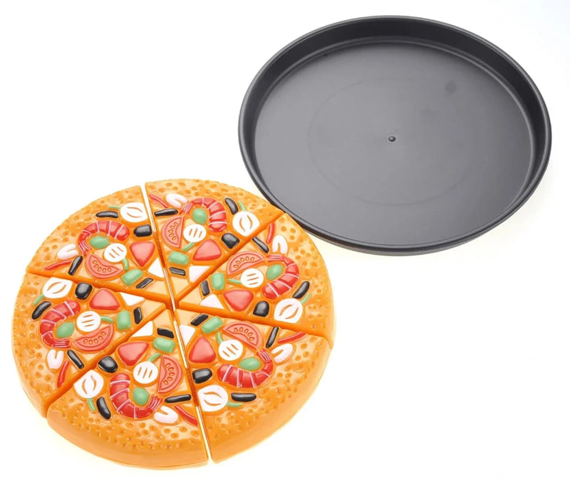 Toy pizza separated from its pan, showcasing detailed toppings for imaginative play
