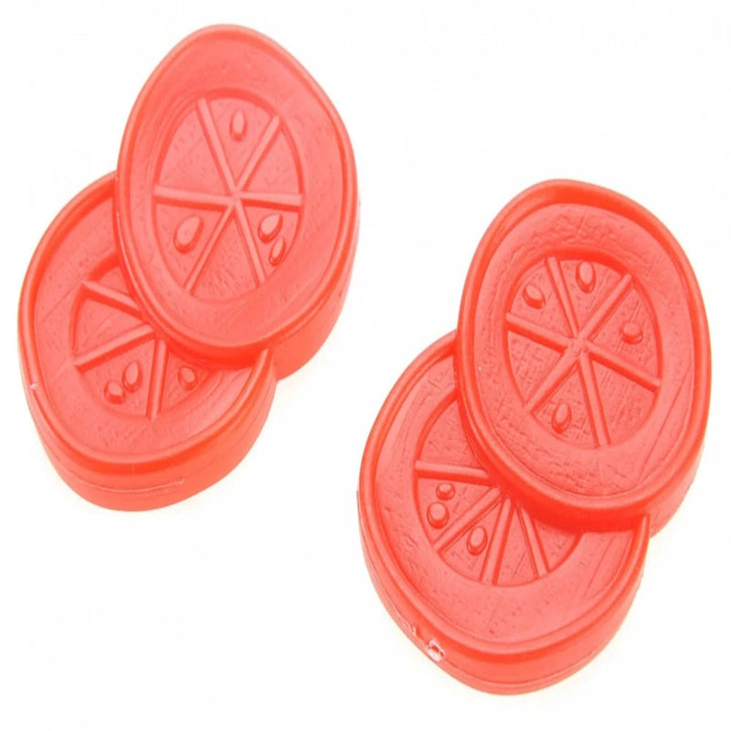 Red tomato slices for pretend play in the kids' toy breakfast playset