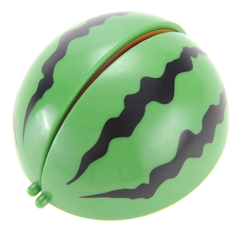 Toy whole watermelon that opens up, designed for pretend play and kids' kitchen sets.