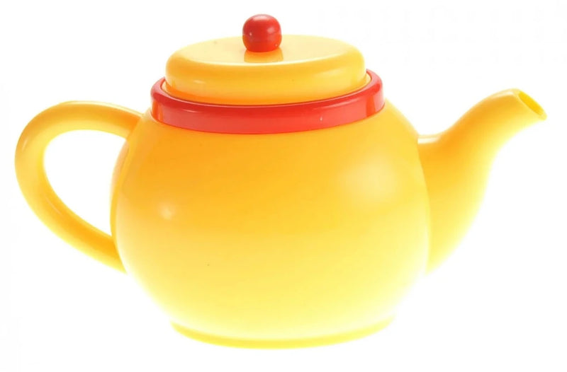 Yellow toy teapot for kids, ideal for imaginative tea parties and pretend play