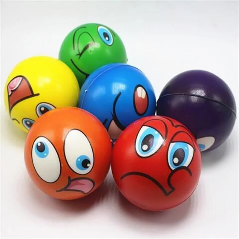 Unique set of emoji stress balls with different colors and expressions, suitable for stress relief and decoration