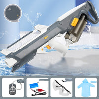 water gun with additional items displayed below on a blue water background