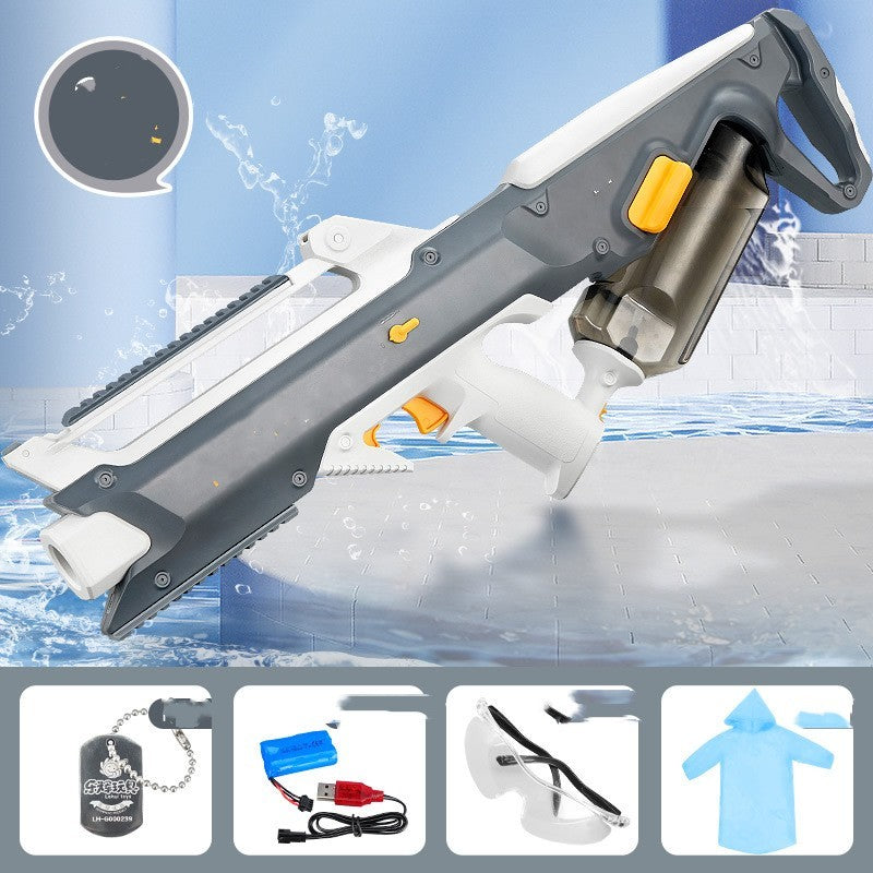 water gun with additional items displayed below on a blue water background